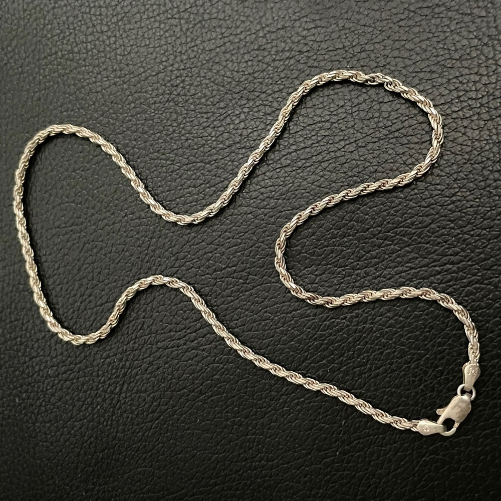 Italian Sterling Silver .925 Rope Style Necklace - Picture 2 of 6